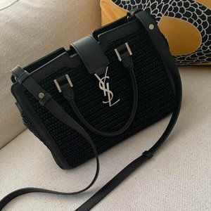 YSL Yves Saint Laurent Cabas Woven Downtown Raffia Tote